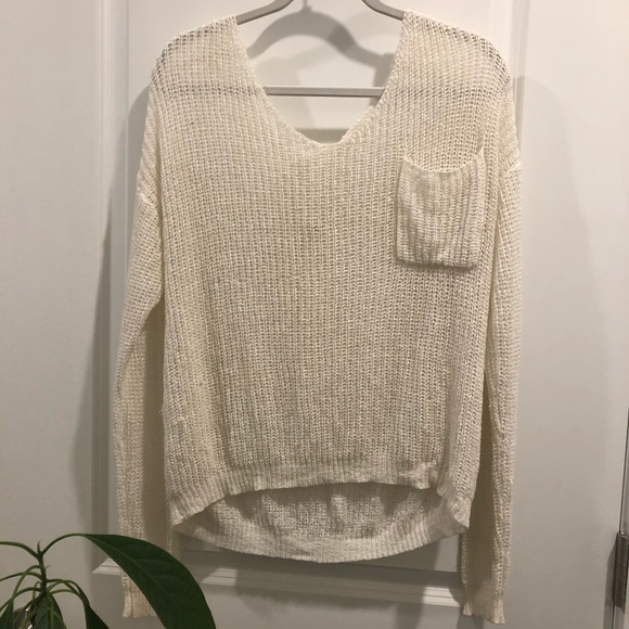 White knit lace up sweater - Picture 3 of 4